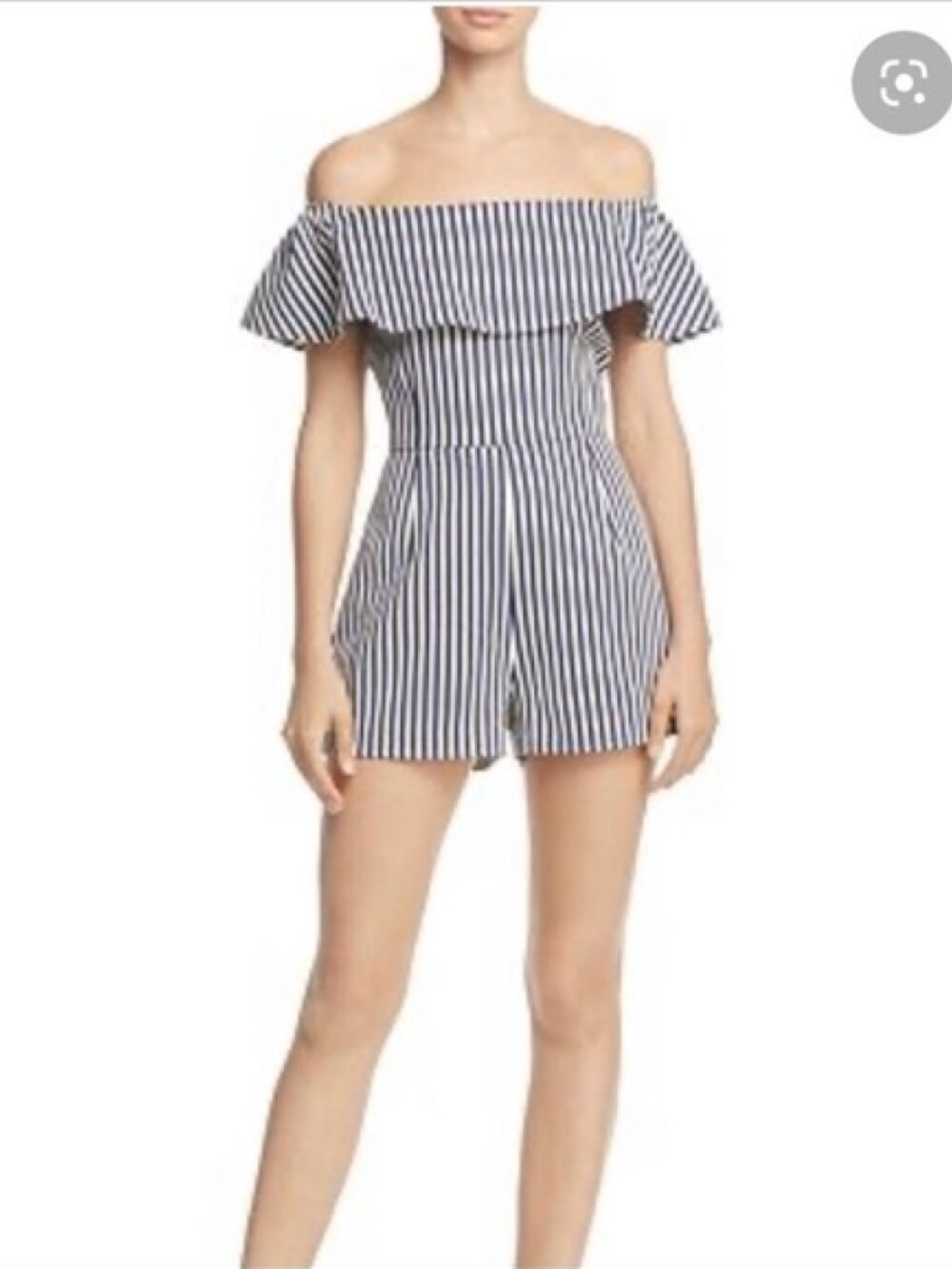 AQUA BLOOMINGDALES Striped Off the Shoulder Romper